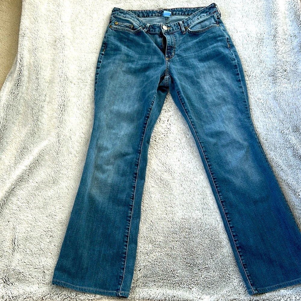 Eddie Bauer Women’s Curvy boot cut jeans.